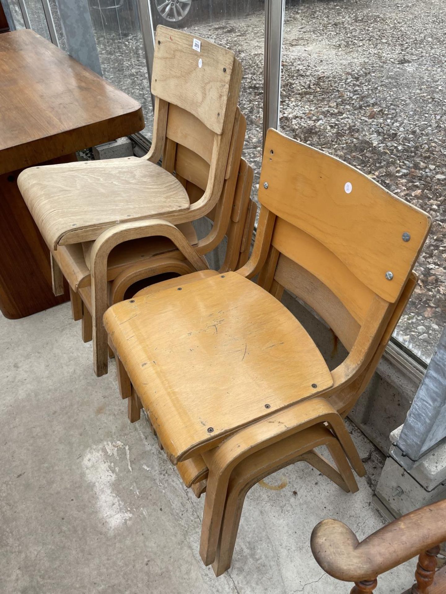 A COLLECTION OF 7 MID 20TH CENTURY BENTWOOD CHILDRENS SCHOOL CHAIRS - Image 4 of 5