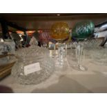 THIRTEEN HARLEQUIN BOHEMIAN CUT GLASS OVERLAY WINE GLASSES TO ALSO INCLUDE A LIDDED BON BON DISH