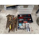 AN ASSORTMENT OF TOOLS TO INCLUDE TOOL BOXES, FILES AND RASPS ETC