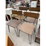 FOUR BENTWOOD CHAIRS ON HAIRPIN LEGS