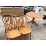 4 WINDSOR STYLE KITCHEN CHAIRS AND CIRCULAR TABLE 42" DIAMETER