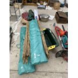 A LEAF SCOOP AND A QUANTITY OF CANE FENCING