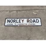A METAL ROAD SIGN FOR 'NORLEY ROAD' (L:99CM)