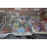 JEAN ROBERTS, EIGHT ASSORTED UNFRAMED PASTELS OF NUDES, ETC