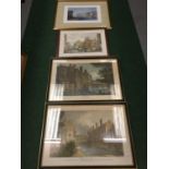 A PAIR OF BLACK AND GILT FRAMED PRINTS QUEENS COLLEGE CAMBRIDGE AND CAMBRIDGE UNIVERSITY ALMANACK TO