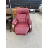 A MODERN RED LEATHER SWIVEL RECLINER