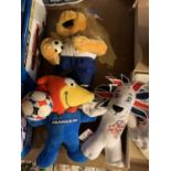 THREE COLLECTABLE SOFT TOY SPORTING MASCOTS TO INCLUDE EURO 96, FRANCE 98 AND OLYMPIC GAMES TEAM