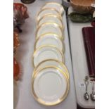 A SET OF EIGHT CRESCENT & SONS GEORGE JONES CHINA SIDE PLATES WITH GOLD DECORATION