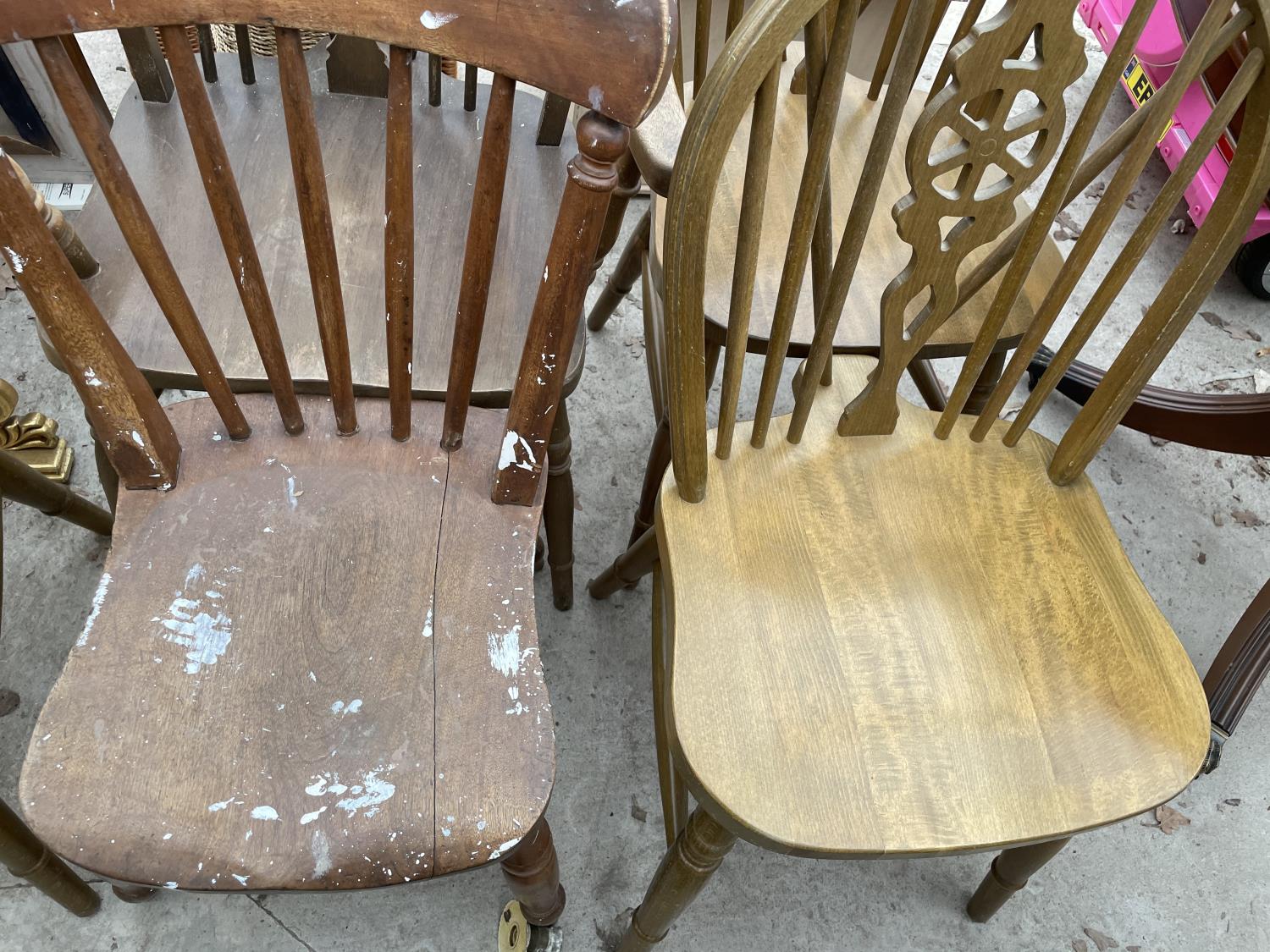 FOUR WINDSOR STYLE WHEELBACK CHAIRS (ONE CARVER) AND SINGLE KITCHEN CHAIR - Image 3 of 4