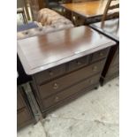 A STAGE MINSTREL CHEST OF THREE SHORT AND TWO LONG DRAWERS, 32" WIDE