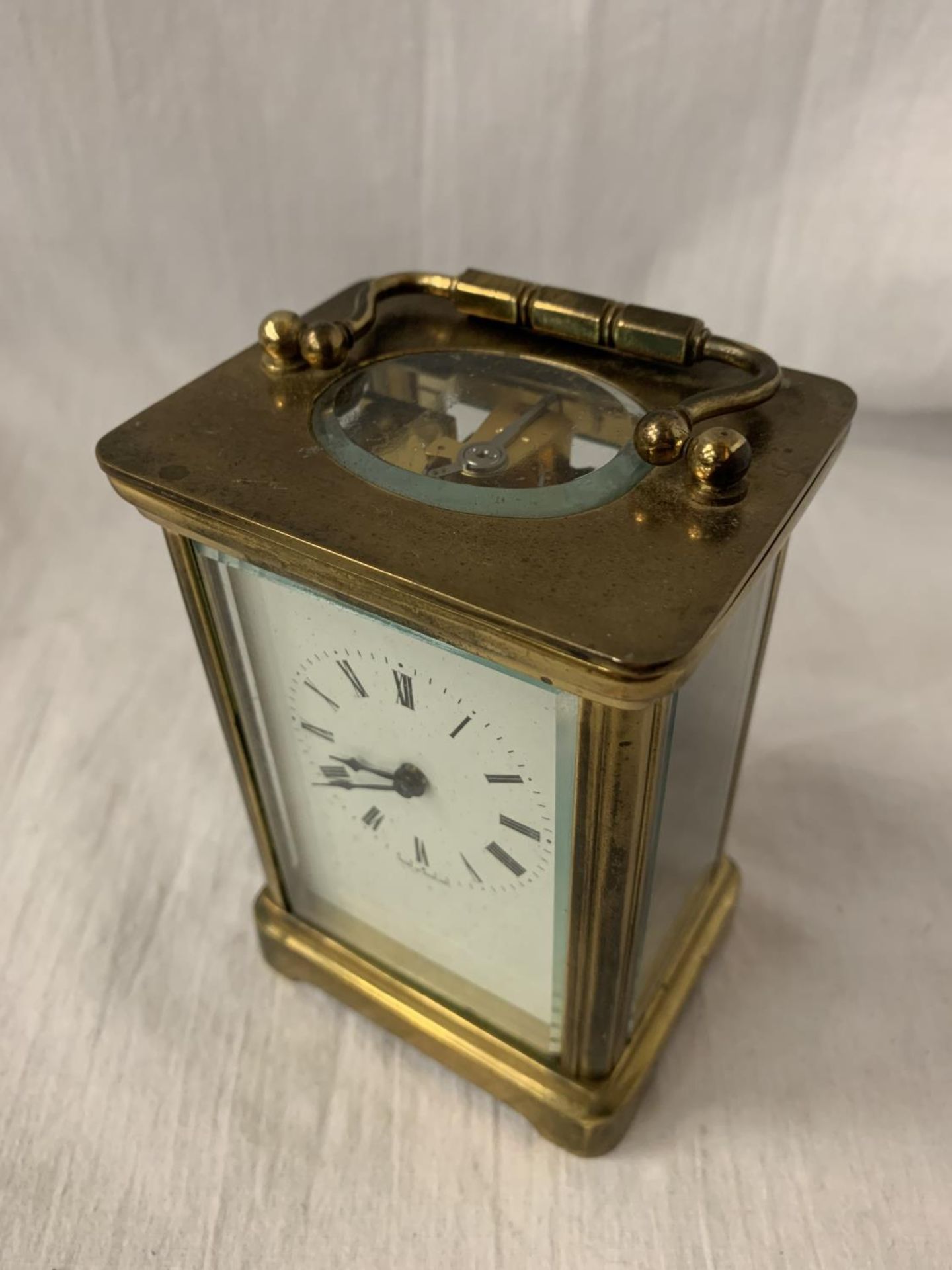 A VINTAGE HENLEY FIVE GLASS BRASS CARRIAGE CLOCK