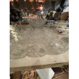 A CUT GLASS PUNCH BOWL TO INCLUDE TWELVE PUNCH CUPS