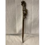 A VINTAGE BRASS LETTER OPENER WITH MONKEY DETAIL