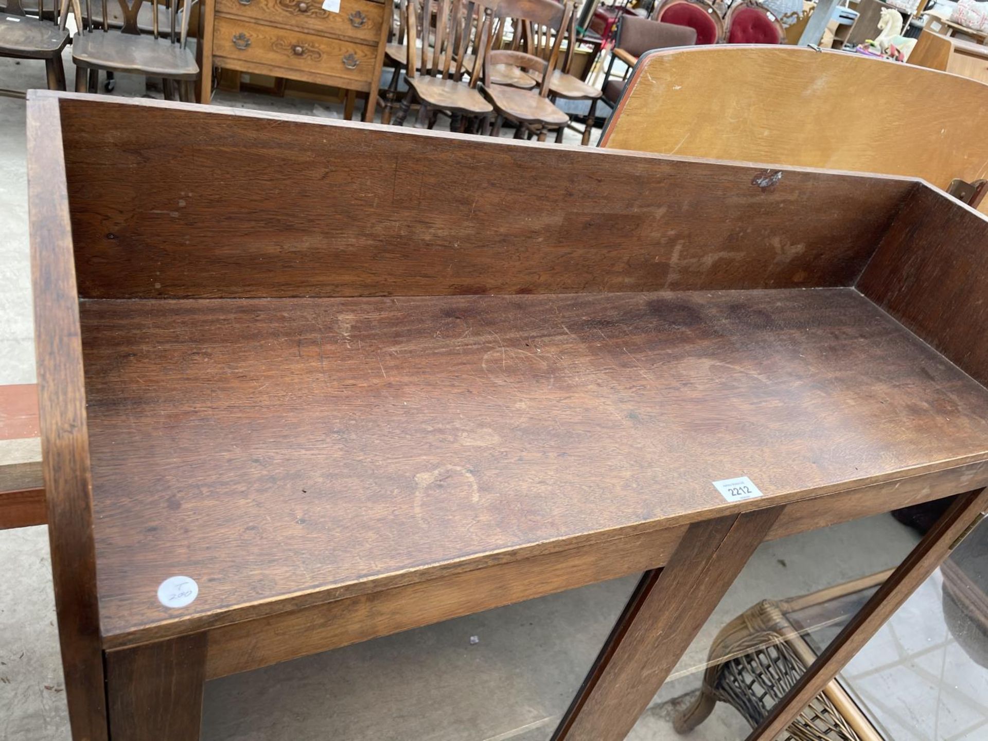 A MAHOGANY TWO DOOR GLAZED BOOKCASE WITH GALLERY BACK, 37" WIDE - Image 2 of 4