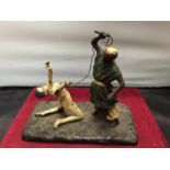 A BERGMAN STYLE COLD PAINTED BRONZE OF A NATIVE AND A WOMAN HEIGHT APPROXIMATELY 15CM
