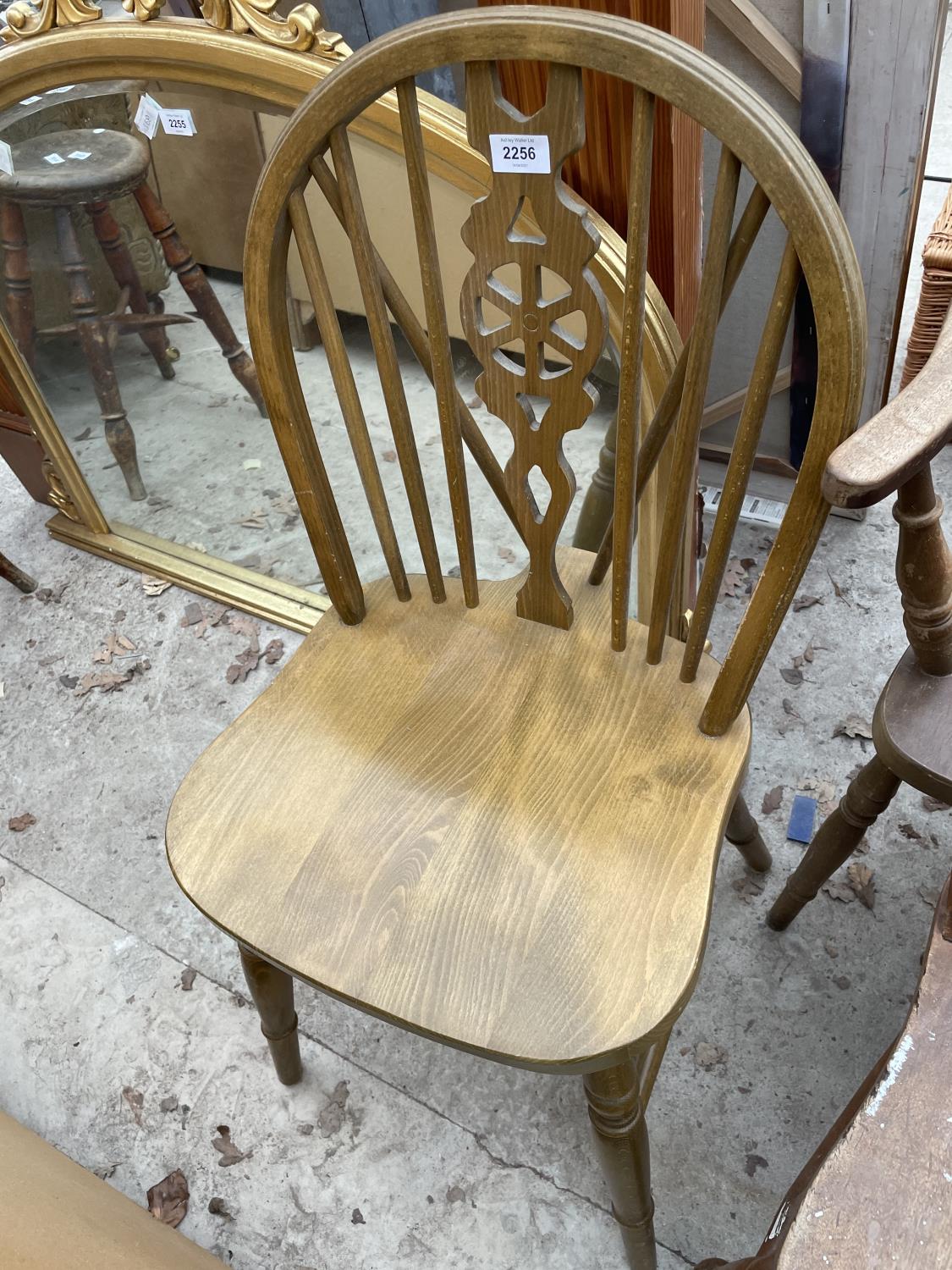 FOUR WINDSOR STYLE WHEELBACK CHAIRS (ONE CARVER) AND SINGLE KITCHEN CHAIR - Image 2 of 4