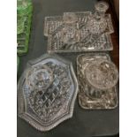 SEVEN VINTAGE CLEAR CUT GLASS DRESSING TABLE ITEMS