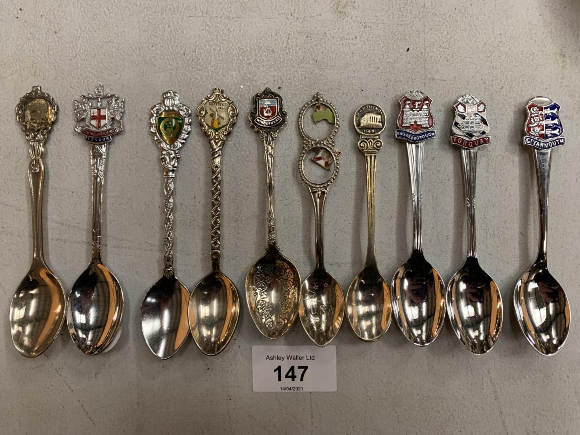 A COLLECTION OF TEN SOUVENIR SPOONS