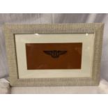 A FRAMED BENTLEY SIGN 39.5CM X 27CM