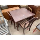 A DRAW-LEAF DINING TABLE (33" X 30") AND THREE CHAIRS