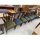 A SET OF EIGHT MAHOGANY 19TH CENTURY DINING CHAIRS, TWO BEING CARVERS, ON TAPERD LEGS,HAVING