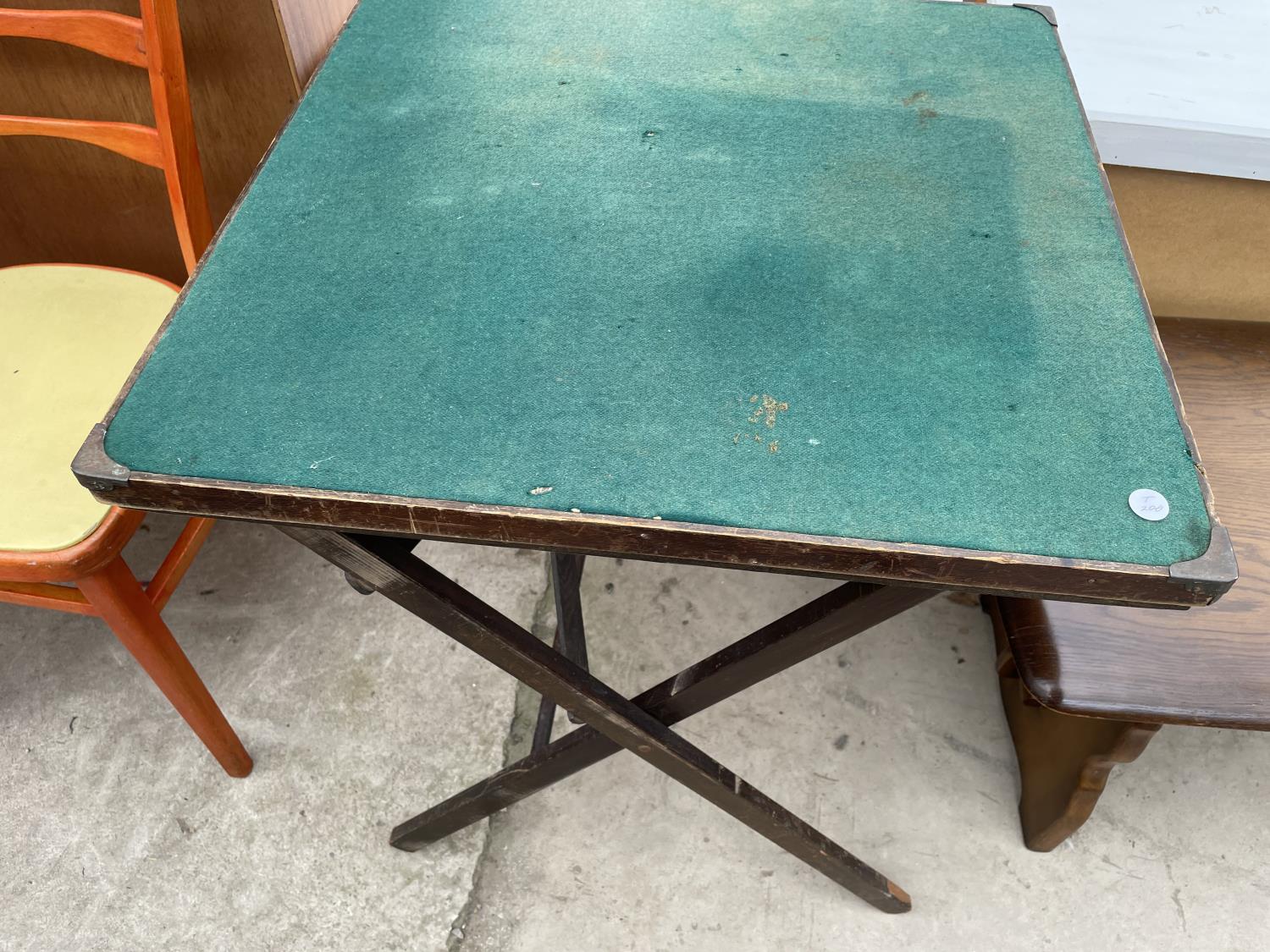 A PAIR OF 20TH CENTURY KITCHEN CHAIRS AND A FOLDING CARD TABLE - Image 3 of 3