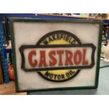 AN ILLUMINATED 'CASTROL' SIGN