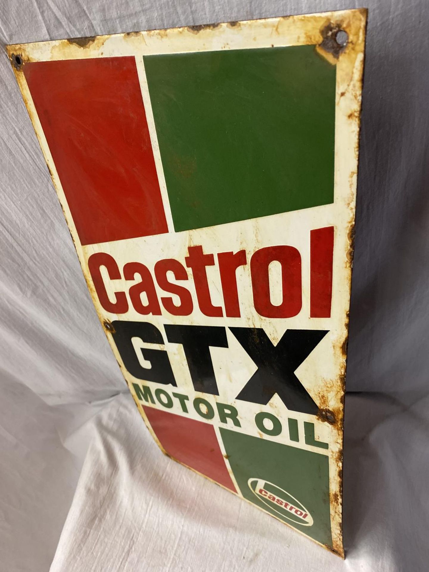 A CASTROL GTX MOTOR OIL ENAMEL SIGN 30CM X 60CM - Image 3 of 4