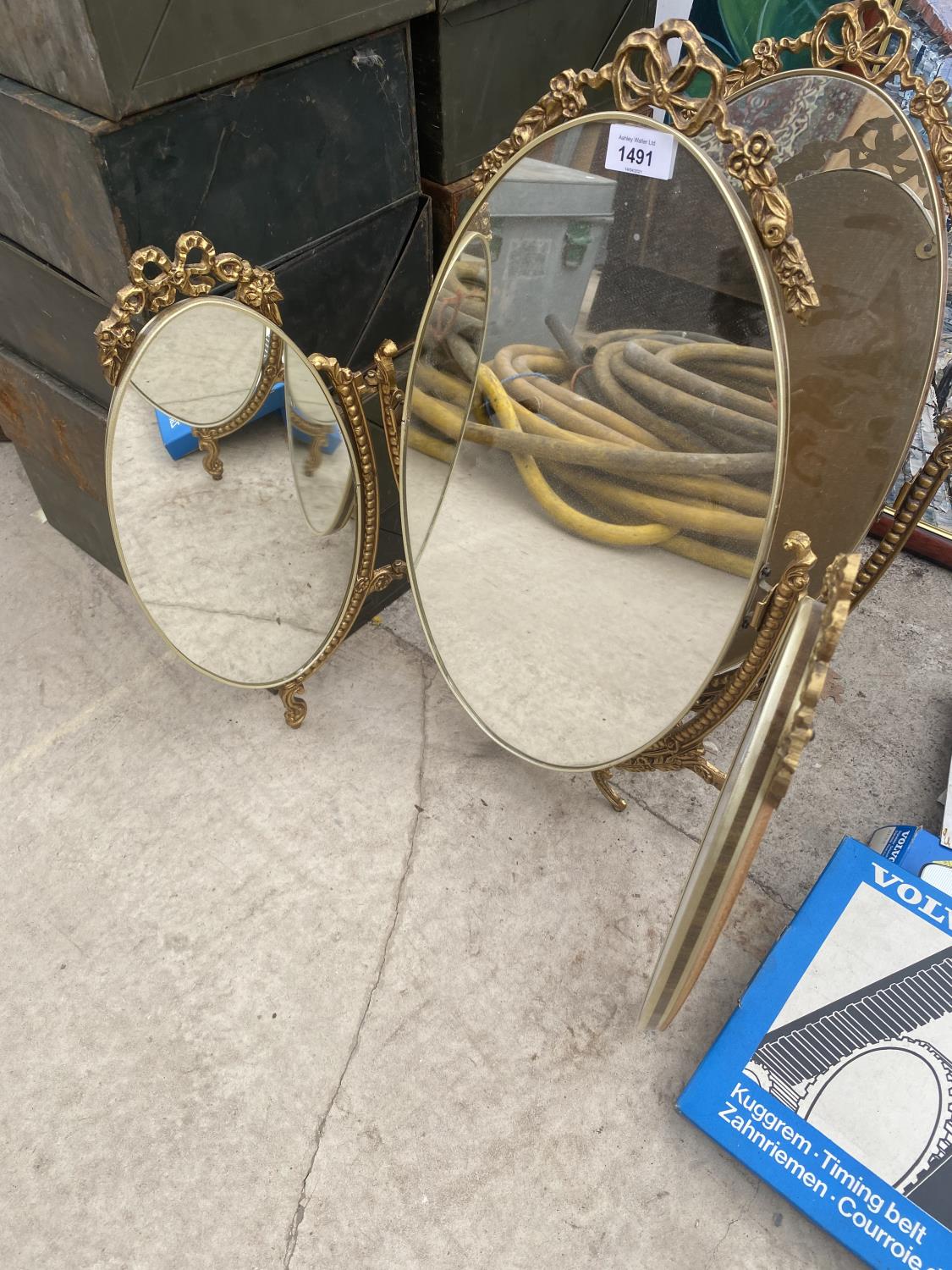 THREE DECORATIVE GILT FRAMED DRESSING TABLE MIRRORS - Image 3 of 4