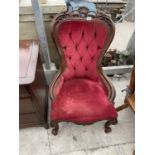 A VICTORIAN STYLE SPOON BACK CHAIR