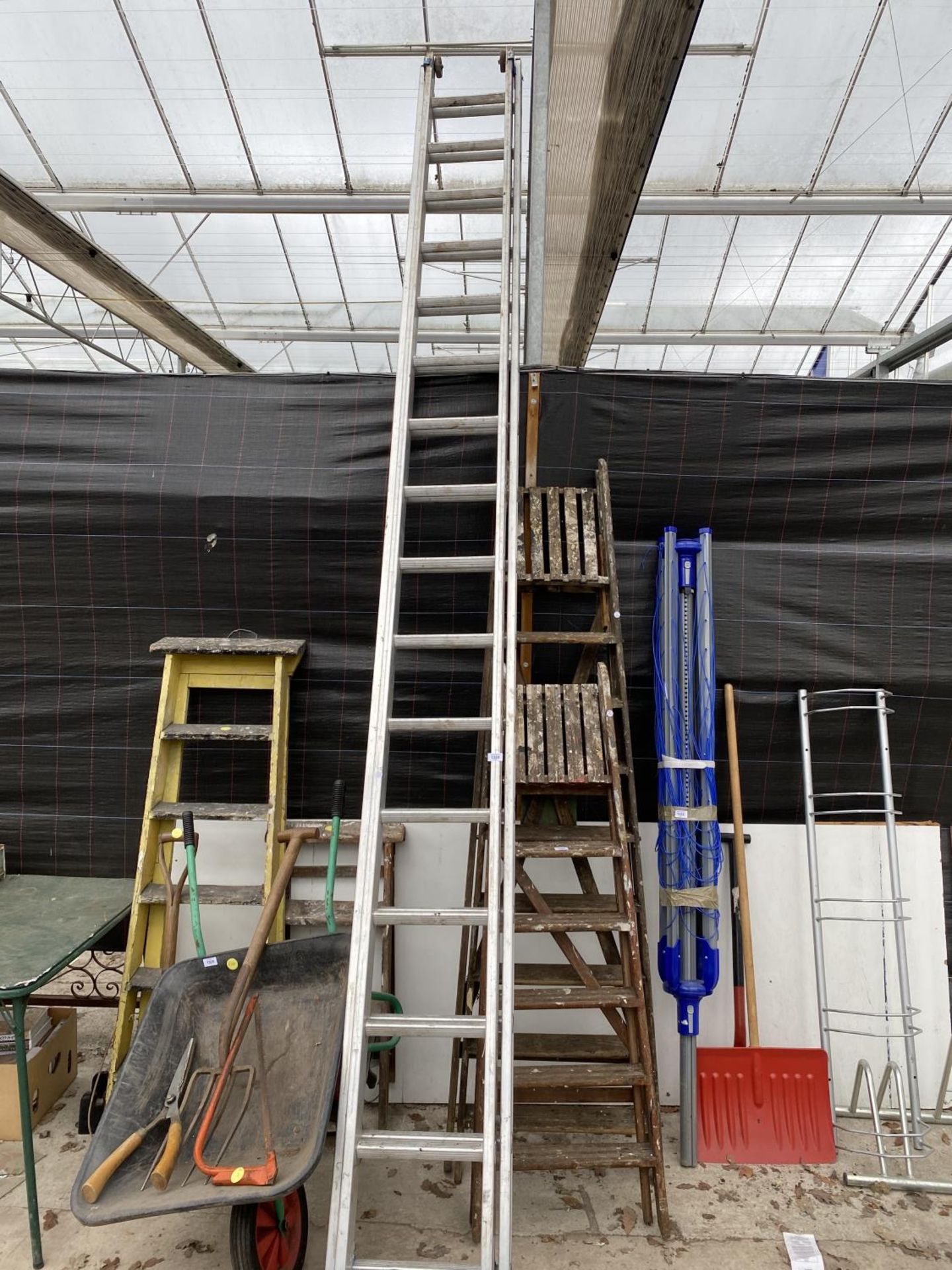 A TWO SECTION 160 RUNG EXTENDABLE LADDER