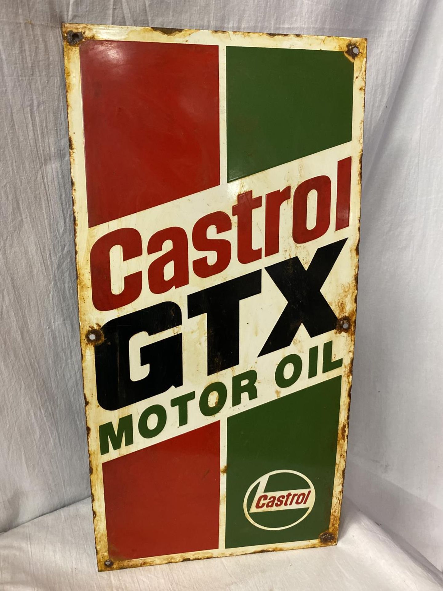 A CASTROL GTX MOTOR OIL ENAMEL SIGN 30CM X 60CM