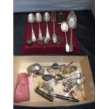 AN ASSORTMENT OF ITEMS TO INCLUDE ENGRAVED SPOONS, THREE 'PROVIDENT', A 'CORONATION 1937' ETC