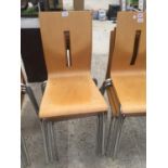 SIX BENTWOOD STACKING CHAIRS ON CHROME BASES