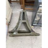 A PAIR OF HEAVY CAST IRON TABLE BASE LEGS