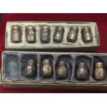 ELEVEN VARIOUS STERLING SILVER MINATURE SALT AND PEPPER POTS