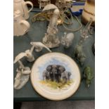 AN ASSORTMENT OF DECORATIVE ITEMS TO INCLUDE FOUR ELEPHANTS, ONE ONYX AND SIGNED P MATJEKE (TUSK A/