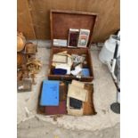 AN ASSORTMENT OF VINTAGE ITEMS TO INCLUDE A CARRY CASE, PIPE, AND MILITARY CORRESPONDANCE