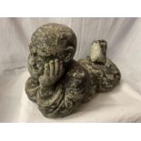 A STONE ORIENTAL FIGURINE L: APPROX. 40CM