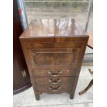 A GEORGIAN MAHOGANY COMMODE CHEST/ WASHSTAND WITH FOLD-OVER TOP+ PULL OUT BASE [LACKING CHAMBER POT]