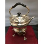 A HALLMARKED SHEFFIELD 1901SILVER SPIRIT KETTLE WITH STAND AND BURNER MAKER AKIN BROS GROSS WEIGHT