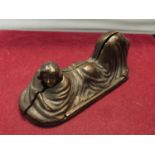 A BERGMAN STYLE COLD PAINTED BRONZE OF A LADY IN A BLANKET LENGTH APPROXIMATELY 14CM