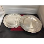 ONE FLORENTINA BOGOTA COLUMBIA MARKED 900 SILVER PLATTER, A FURTHER PLATE MARKED M9008 AND A PAIR OF