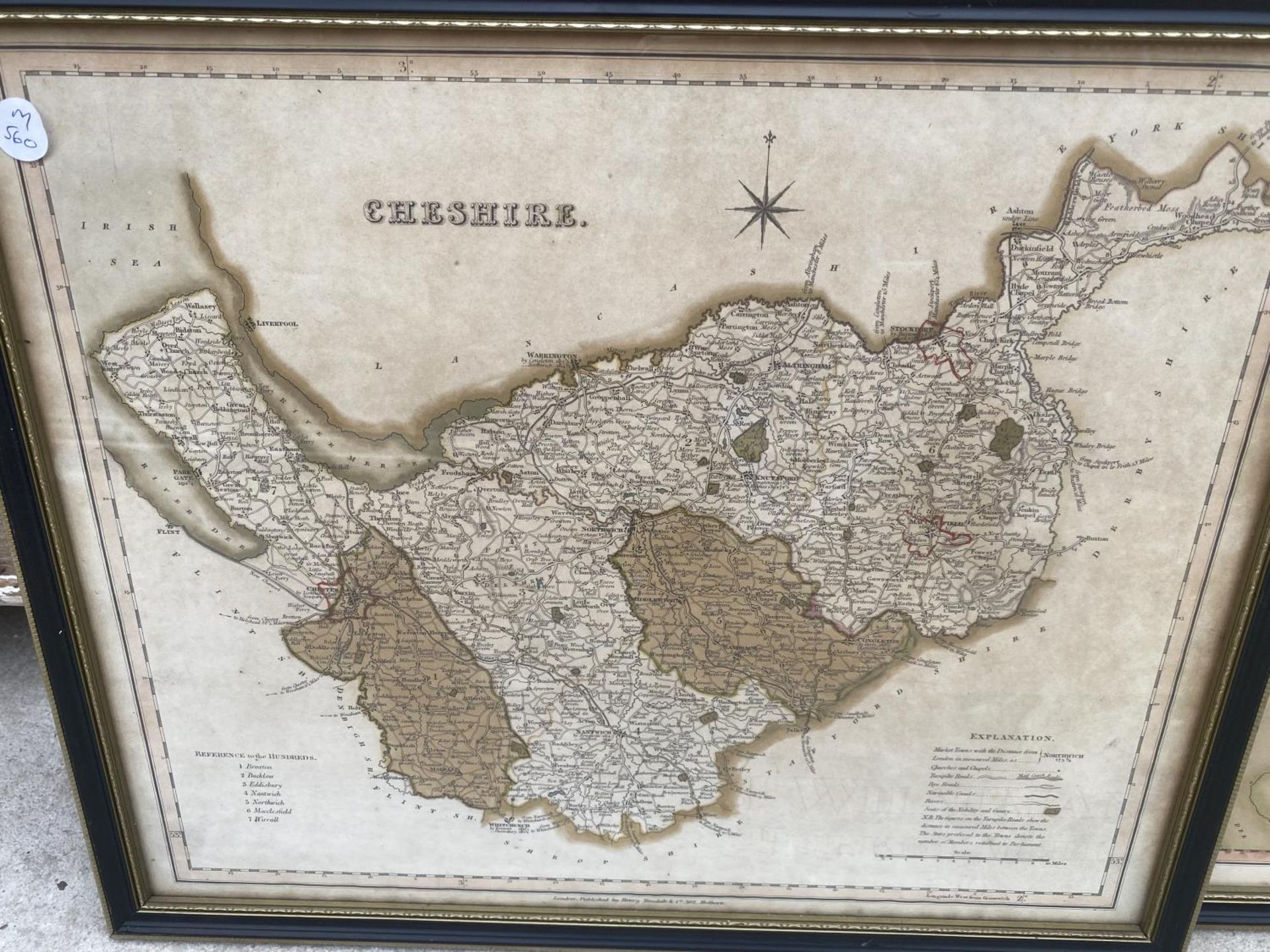 TWO FRAMED MAPS, ONE OF LANCASHIRE AND ONE OF CHESHIRE - Image 3 of 3