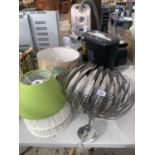 A DECORATIVE CEILING LIGHT FITTING, A PAPER SHREDDER AND AN ASSORTMENT OF LIGHT SHADES