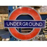 A METAL 'UNDERGROUND' TRAIN SIGN - 46.5CM X 38.5CM