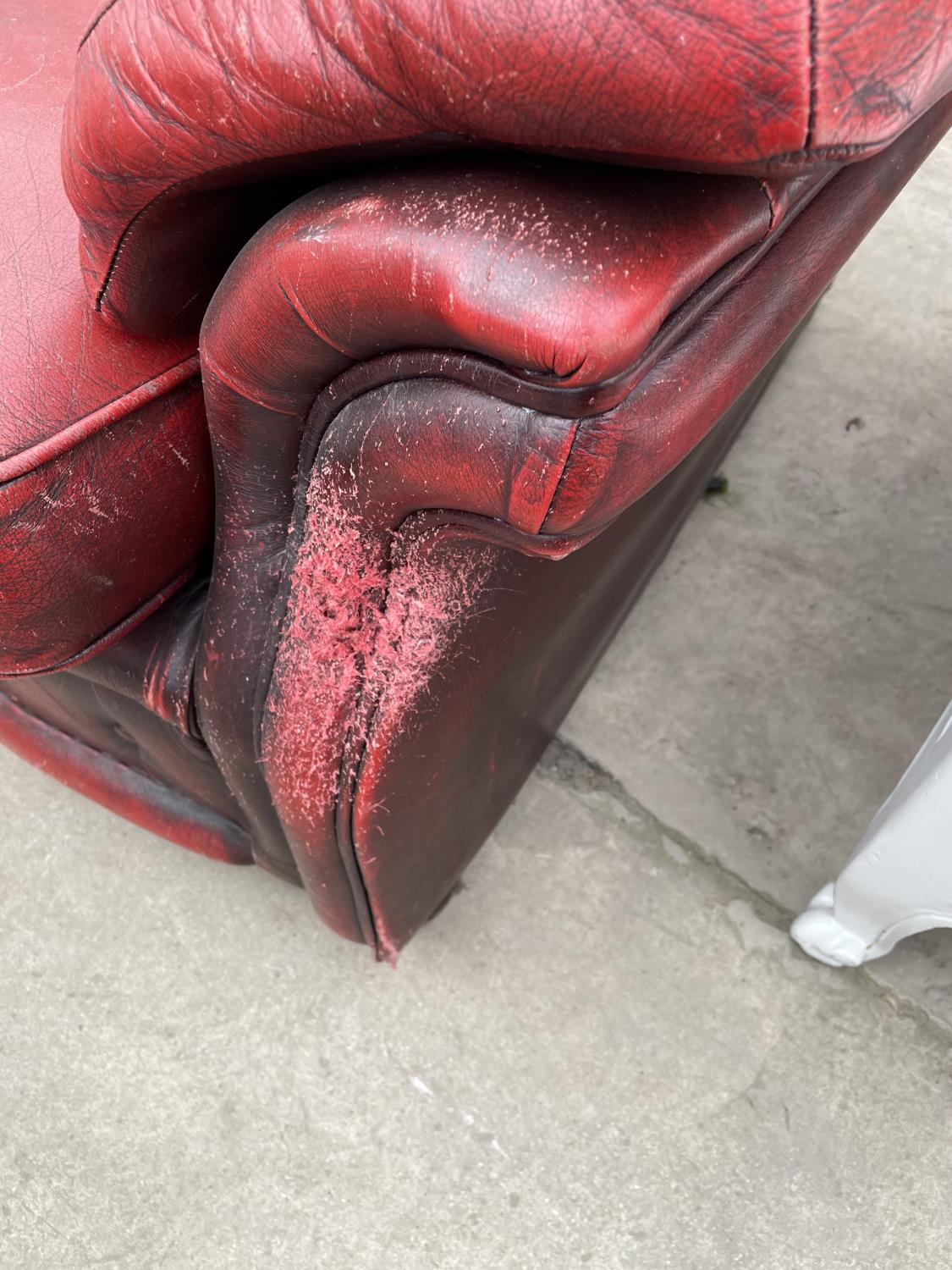 AN OXBLOOD THREE SEATER SETTEE - Image 5 of 6