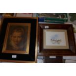 AN AFTER J M W TURNER, 'THE ENGLISH FAIR', LITHOGRAPH, 15X20CM, AND AN OLEOGRAPH OF A CHILD