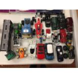 A COLLECTION OF TOY VEHICLES TO INCLUDE VINTAGE TONKA TRUCK