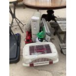 AN ASSORTMENT OF ITEMS TO INCLUDE TWO HEATERS, A PT CARRIER AND A GARDEN SPRAYER ETC